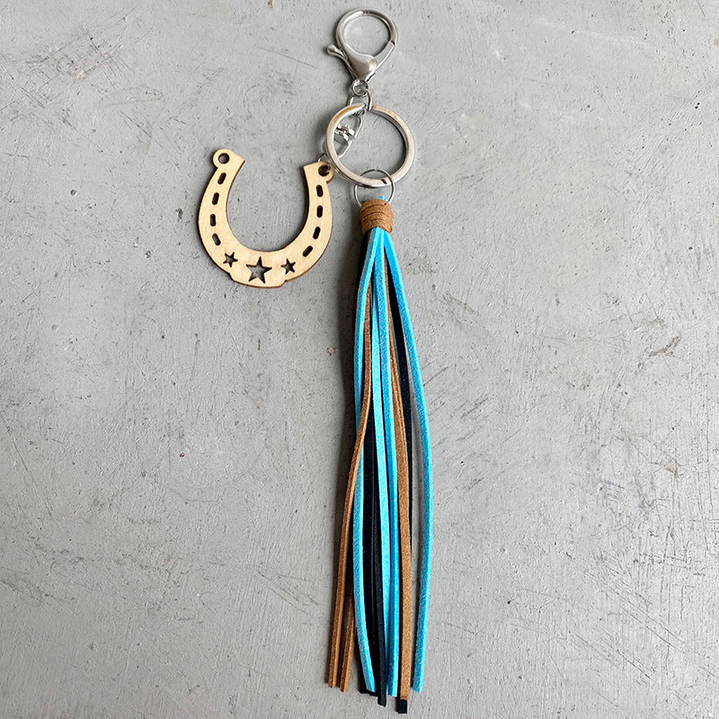 Wholesale 3pcs/pack Leather Aztec Horseshoe Boots Western Tassel Keychain